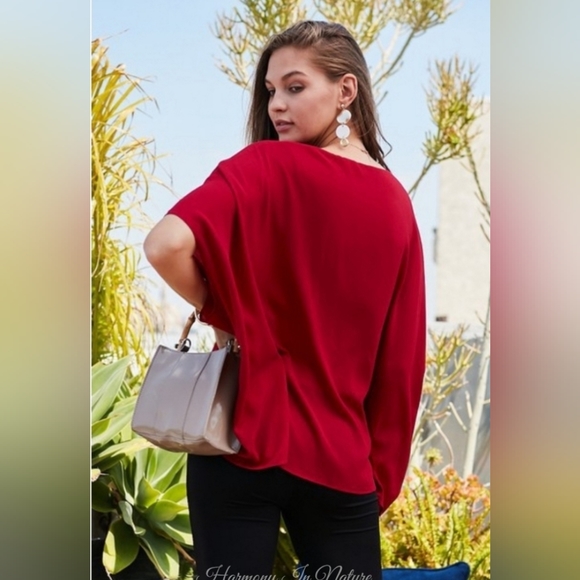 Burgundy Elastic waist blouse - Picture 5 of 6